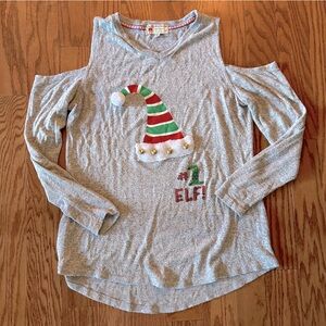 Poof! | #1 elf Christmas cold shoulder long sleeve shirt ❣️💚❤️ size small
